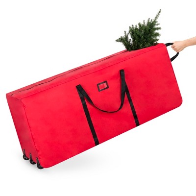 Best Choice Products Rolling Duffle Holiday Decoration Storage Bag for 9ft Christmas Tree w/ Wheels, Handle - Red