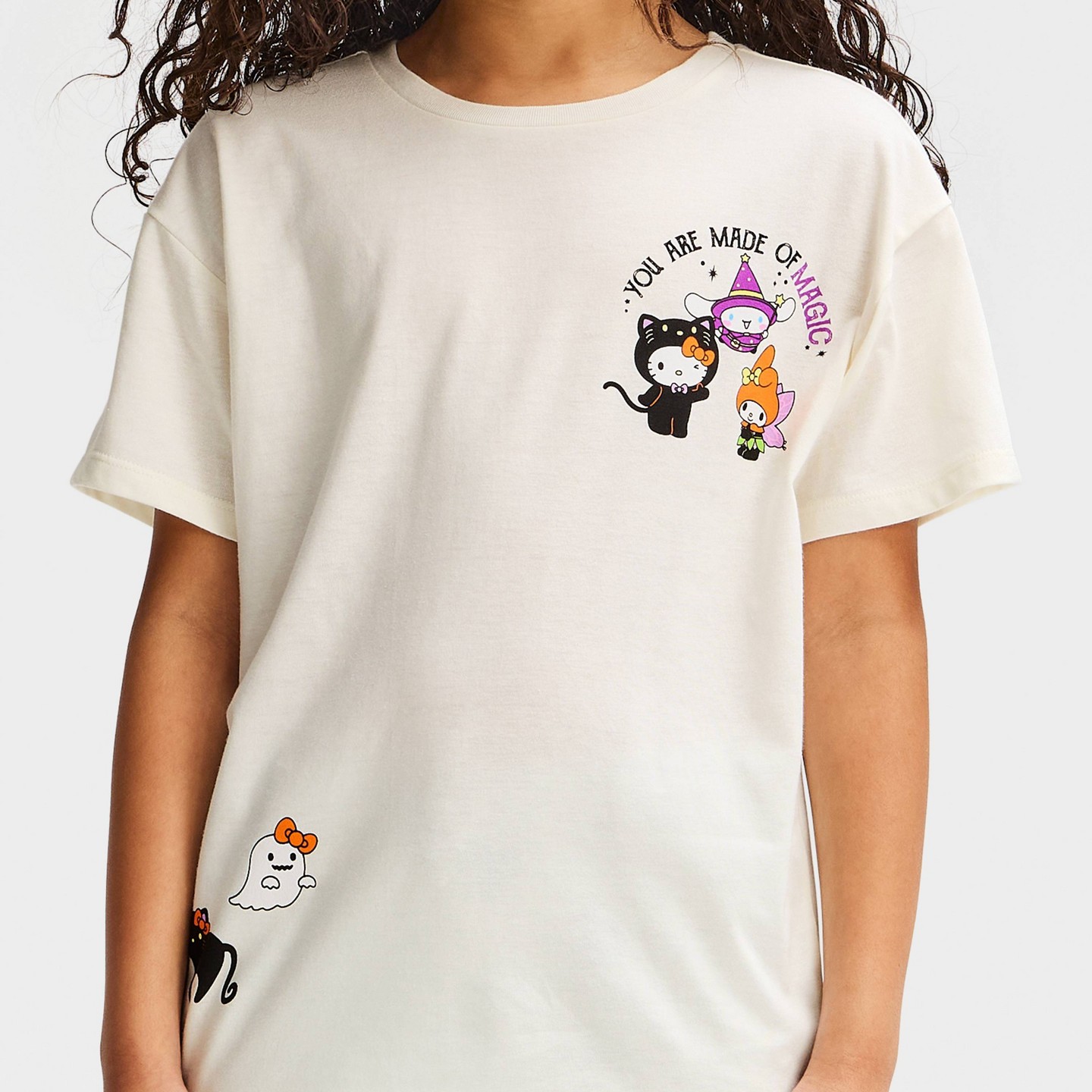 Футболка Sanrio Hello Kitty Halloween Oversized Front and Back Graphic T-Shirt - Cream XL Plus для девочек, цвет: Кремовый — фото 2