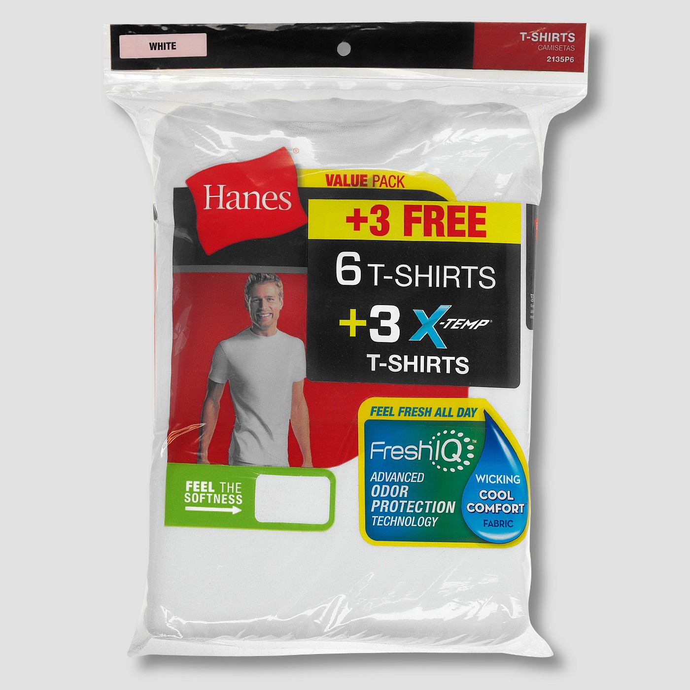 Hanes Men's P6 Comfort Soft Crew T-Shirt + 3 FREE XTEMP Crew Shirts - White - image 2 of 2