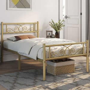 Yaheetech Metal-Framed Platform Bed with Headboard and Footboard - 1 of 4