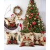 Christmas Throw Pillow Covers 18x18 Set of 4,Vintage American Linen Pillow Cases Cardinal Birds Tree - 4 of 4