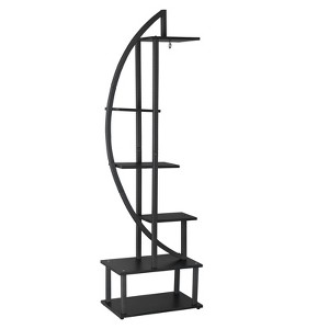 Slickblue 1 or 2pcs Half-Moon Plant Stand, 6-Layer Multi-Tier Rack, Flower Pot Shelf, Modern, Black, 19.8x11.8x64.96in - 1 of 4