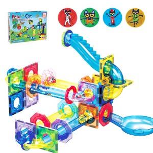 PICASSO-TILES 62 PC Pete the Cat Marble Run Race Track Set, Magnetic Tiles, Building Blocks, STEM Toys for Kids 3+ - 1 of 4