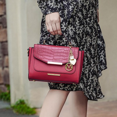MKF Collection Shoulder Bag with Top Handle and Croco Embossed Design, Sylvie – MKF Collection by Mia K – Red — фото 3