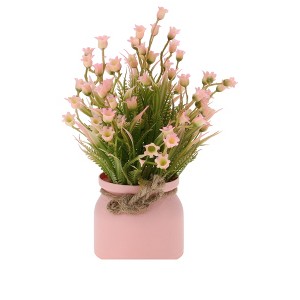 Unique Bargains Artificial Plants Bell Flowers in Pot Plastic 3.07"x3.07"x7.87" 1 Pc - 1 of 4