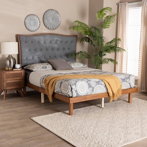 Baxton Studio King Valonia Fabric And Wood Platform Bed Gray