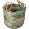 Northlight Natural Woven Seagrass Basket - Teal, Black and White - Set of 3 - 2 of 4