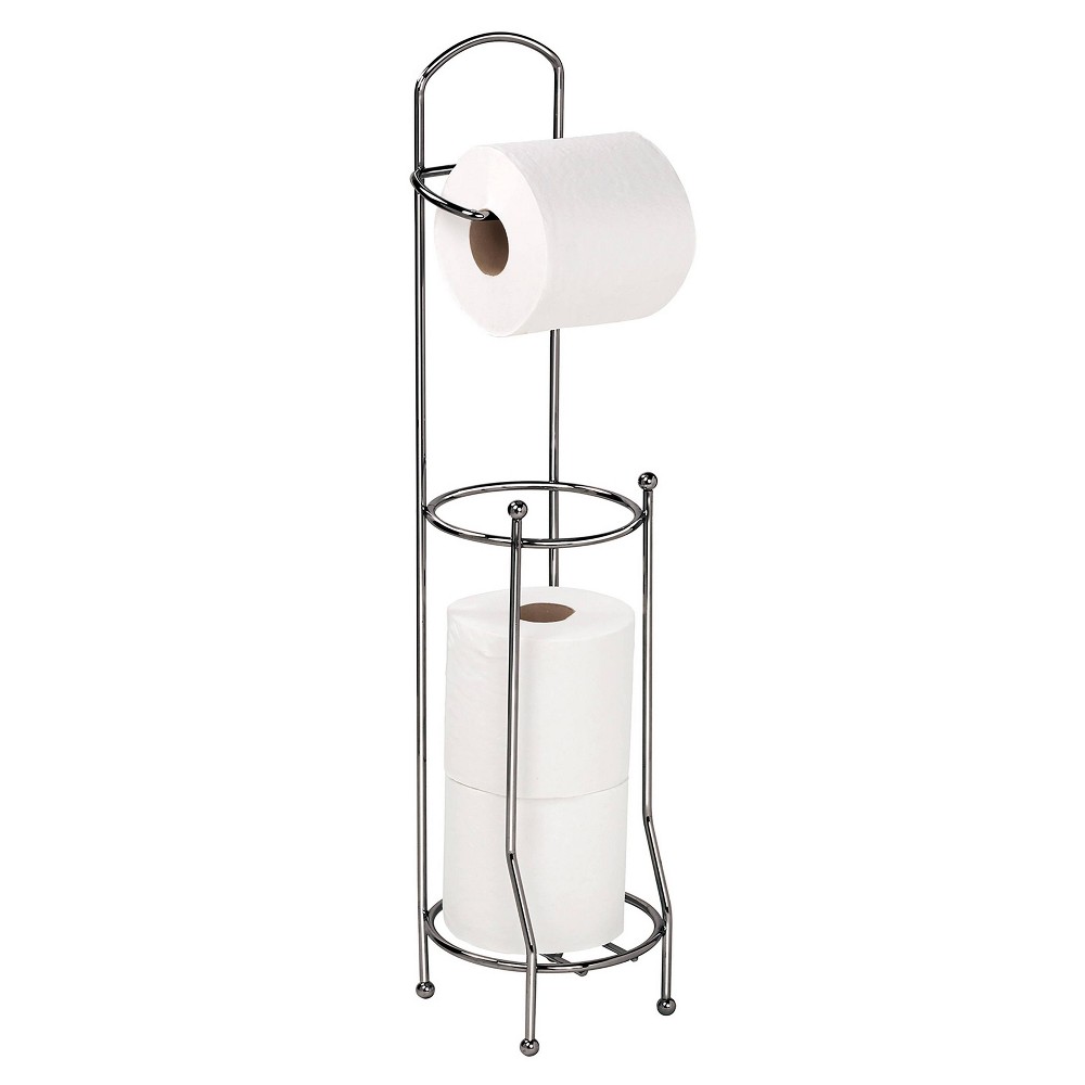 Toilet Paper Holder and Dispenser - Bath Bliss: Iron Construction, Freestanding, 26.38" Height, Onyx Black