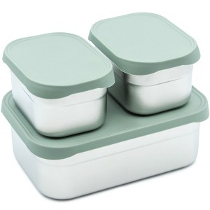 WeeSprout Stainless Steel Lunch Box Set - Matte Green - 1 of 4
