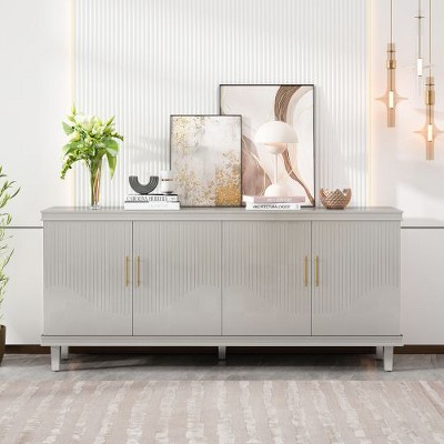 Modern Sideboard Decorative Storage Cabinet, CENGHU Wooden Console Table Coffee Bar Cabinet with 4 Doors for Living Room, Kitchen, Bedroom, Hallway