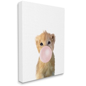 Stupell Industries Baby Lion with Pink Bubble Gum Jungle Animal - 1 of 4
