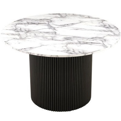 CENGHU Wood Round Dining Table for 4, Modern Farmhouse Kitchen Table, End Table with Wood Strip Base for Kitchen, Living Room, Dining Room