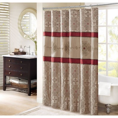 Burgundy shower clearance curtain