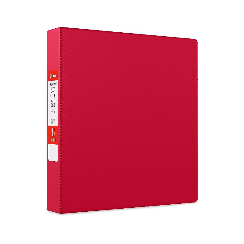 1-1/2" Staples Standard Binder with D-Rings Red or Burgundy 55365/26302, 1 of 8