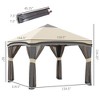 Gulches 10' x 10' Pop Up Canopy Tent with Netting, Instant Party Tent, Height Adjustable, Wheeled Carry Bag & 4 Sand Bags for Garden, Patio, Beige - 4 of 4