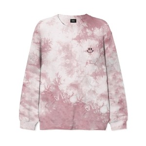 Dalix Smile Face Embroidered Washed Crewneck Sweatshirt Long Sleeve Fleece Cotton Mens - 1 of 4