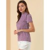 Allegra K Women's Ruffled Retro Short Sleeve Office Polka Dots Blouses - 4 of 4