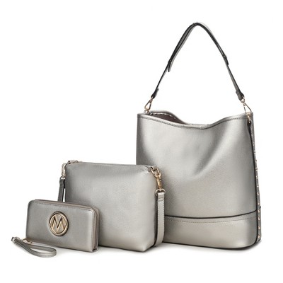 MKF Collection Wren Vegan Leather Women’s Hobo with Pouch and Wristlet Wallet by Mia K- 3 pieces