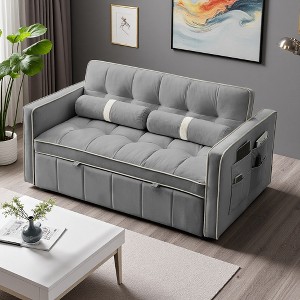 55.5" Velvet Convertible Sofa Bed with Pull-Out Sleeper - 1 of 4