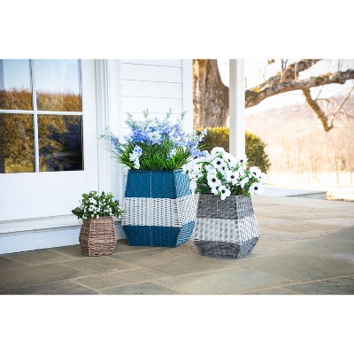 Multicolor Resin Wicker Indoor/Outdoor Planter Set of 3