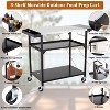 Outdoor Grill Cart Table with 3 Shelves, Pizza Oven Stand, BBQ Kitchen Food Prep Table, Black Stainless Steel - 4 of 4