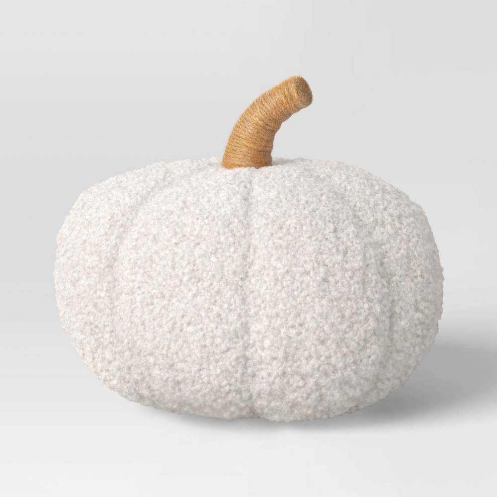 Photos - Pillow Teddy Boucle Shaped Pumpkin Throw  Almond - Threshold™