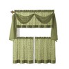 Kate Aurora Complete 4 Piece Linen Leaf Embroidered Complete Kitchen Curtain Set - 2 of 2