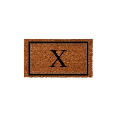 Evergreen Monogram Indoor Outdoor 100% Natural Coir Doormat 28" x 16" |  Letter  "X"