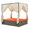 Erin PE Rattan Patio Daybed with Curtains, Metal Frame Outdoor Furniture with Adjustable Seat, Tanning Near Me - Maison Boucle - 2 of 4