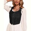 Acekool Women’s Vintage Lace-Up Corset Vest – Floral Embroidered, Sleeveless Pirate Waistcoat, Adjustable Boho Festival Top - 2 of 4