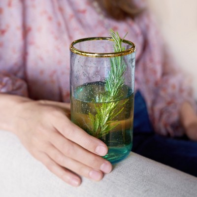 Twine Aqua Bubble Gold Rimmed Glass Tumblers - Thumbnail 5