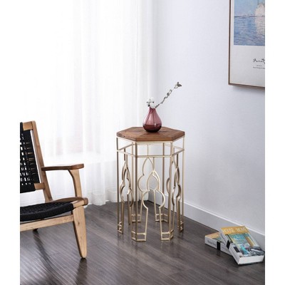 Genevieve Gold & Natural Fir Wood Round Nesting Tables