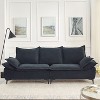 88.5" Dutch Velvet 3-Seater Sailboat Sofa with 2 Pillows, Compact Design for Small Spaces (Modern Style) - 2 of 4