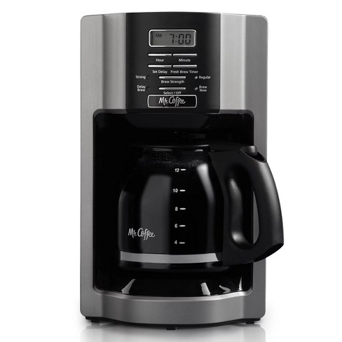 Mr. Coffee - 12-Cup Programmable Coffee Maker with Strong Brew Selector - Stainless Steel