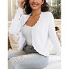 Womens Knit Long Sleeve Open Front Wave Edge Short Cardigan Top - 3 of 4