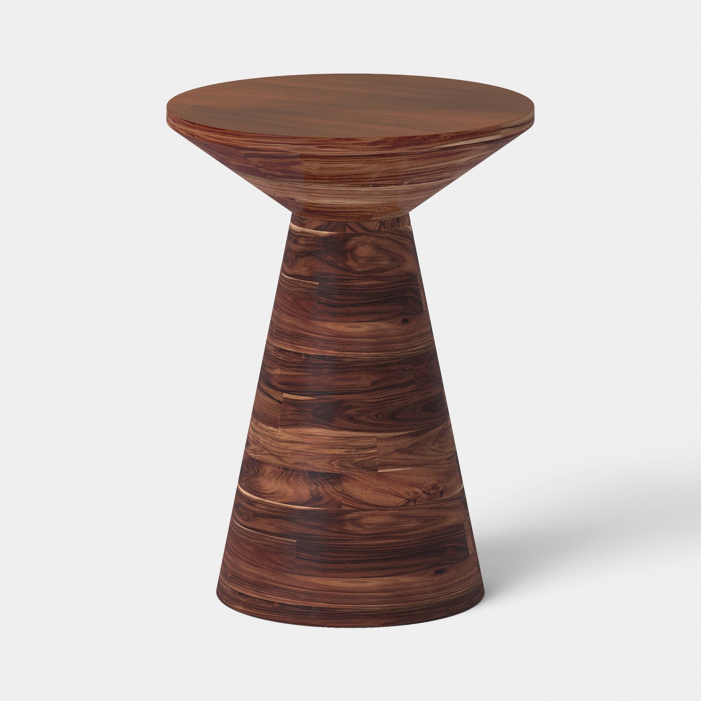 Acacia Wood Round Modern Sculptural Patio End Table Brown by Threshold