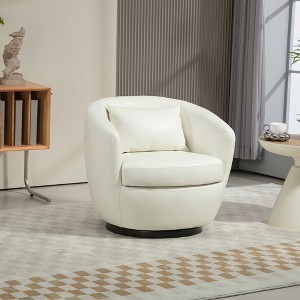 LOVMOR Upholstered Swivel Barrel Armchair with Storage Modern Living Room Side Chair for Bedroom/Office/Reading Spaces - 1 of 4