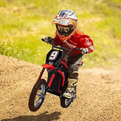 24V Kids Electric Dirt Bike, 350W Motor Ride On Motorcycle for Boys & Girls Ages 8-14, 3 Speed, 13.7 Miles Long Range, Shock Absorption