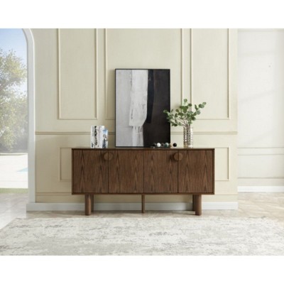 Decorative Cabinet, Walnut Color Tv Cabinet With Storage Cabinet, Sideboard For Entrance Hallway Living Room Kitchen Dining Room Bedroom