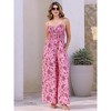 INSPIRE CHIC Women's Boho V Neck Sleeveless Floral Spaghetti Straps Smocked Wide Leg Pants Romper Overalls - 3 of 4
