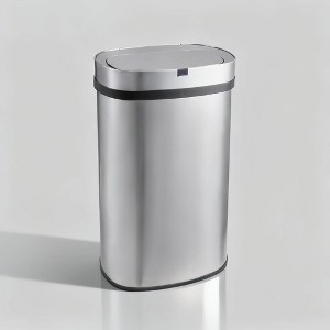 Innovaze 18 Gal./68 Liter Stainless Steel Oval Motion Sensor Trash Can for Home, Laundromat, Stores & Hospital - 1 of 4