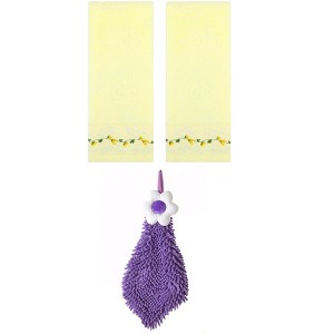 REGALWOVEN 3 Pcs Floral Soft Absorbent Hand Towel for Bathroom Kitchen - 1 of 4