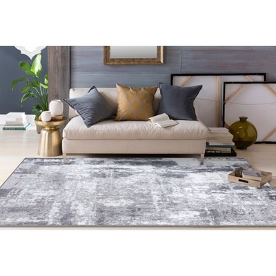 Contemporary Abstract Gray Synthetic 95'' Area Rug