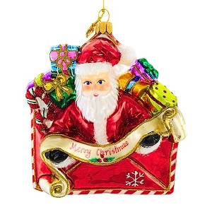 Huras Family 4.5 Inch Season's Greetings From Santa Hand-Painted Keepsake Tree Ornaments - 1 of 4