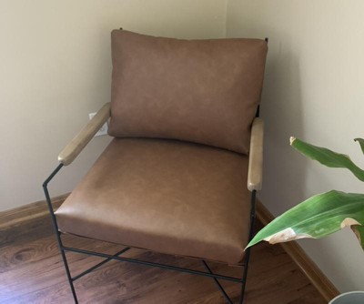 Faux Leather Metal Accent Chair Black brown Hearth Hand With Magnolia Target