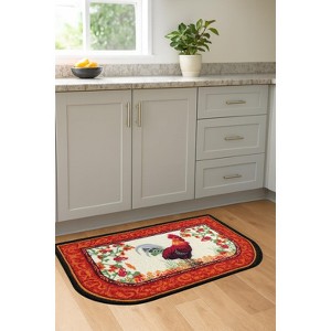 Home Mart Goods Orange Red Rooster Washable Kitchen Mat With Non-Slip Backing - 30"x18" - 1 of 4