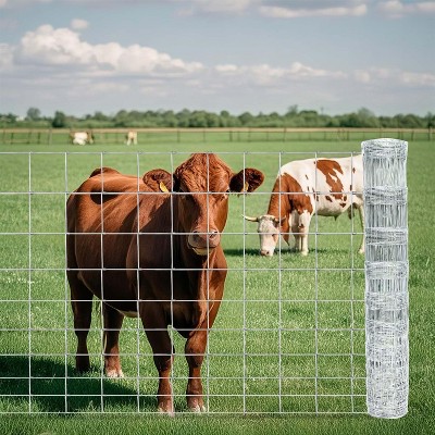 Farm Livestock Fence 5Ft x 164Ft, Galvanized Cattle Fence, Heavy Zinc-Coated Wire Fencing, Hog Wire Fence for Yard Garden & Animals Protection