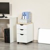 HOMCOM 3-Drawer Storage Cabinet with Wheels for Home Office, White - 2 of 4