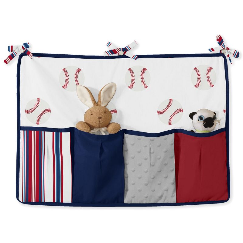 Sweet Jojo Designs Boy Baby Crib Bedding Set - Baseball Patch Red White and Blue 11pc, 5 of 8