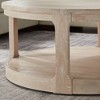 Lyngins 40" Pine Wood Coffee Table, Large Curved 2-Tier Tea Table, Mid Century Round Table, Rustic Center Table & Living Room Table - 4 of 4